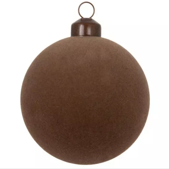 Hobby Lobby-The Christmas Shoppe Flocked Ball Ornaments-Brown - Picture 2 of 3